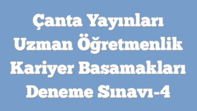 Çanta Yayınları Uzman Öğretmenlik Kariyer Basamakları Deneme Sınavı-4